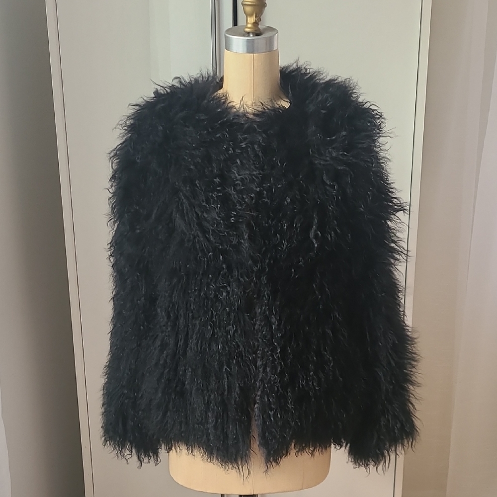 Versace Jeans Collection Black Real Lamb Woven Jacket